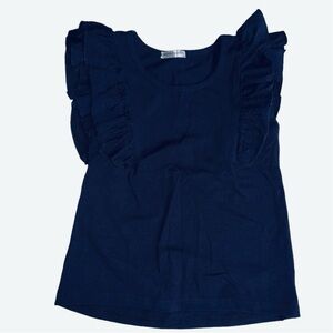 Buttons & Bows Navy Ruffle Sleeve Shirt Sz 8/10
